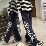 AIDASE  -  American Letter Print Casual Sports Pants Men Women Trendy Loose Thickened Fashion Sweatpants Hip-hop Wide-leg Trousers Urban aidase-shop