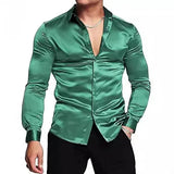 AIDASE  -  Glossy Long Sleeve Men's Shirt 70s Disco Style Casual Autumn Wear Comfortable Chinese Brand Fashionable Top for Men aidase-shop
