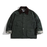 AIDASE  -  American Hunting Jacket Couple Spring Autumn Vintage Corduroy Plaid Workwear Khaki Coat Men Women menswear clothing menswear