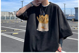 AIDASE  -  Summer French Fries Printed T-shirt Niche Round Neck Design Sense Short-sleeved Casual Versatile Couple Models Tee aidase-shop