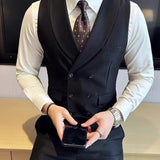 AIDASE  -  Spring Autumn Men's Double-breasted Suit Collar British Retro Business Casual Solid Color Slim Fashion Trendy Vest aidase-shop