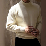 AIDASE  -  American Vintage Fashion Men's Thicken Half High Collar Long Sleeve Solid Color Cotton Casual Trendy Sweater Pullovers Male