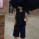 AIDASE  -  Men Ice Silk Set Summer Thin Quick Dry Loose Sleeveless T Shirt Casual Shorts Vest Sports Tank aidase-shop