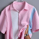 AIDASE  -  Men's Color Block Textured Knit Short Sleeve Shirt aidase-shop