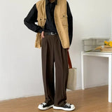 Casual Pants Men Simple Japanese Solid Loose Formal Baggy Streetwear Leisure All-match Office Clothing Fashion Trousers Classic aidase-shop