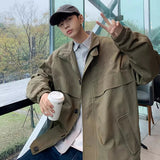 AIDASE  -  Japanese Workwear Jacket Men's Spring Autumn New American Vintage Letter Loose Embroidered Top Retro Standing Collar Jacket Chic aidase-shop