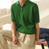 AIDASE  -  Summer New Men Tide Chic Korean Style Original Design Casual Turn-down Collar Zipper Decoration Short Sleeve T-shirt aidase-shop