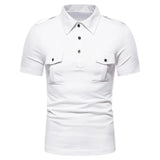AIDASE  -  Spring and Summer New European Size Men's Polo Neck Short Sleeved T-shirt for Foreign Trade Work Half Sleeved Shirt aidase-shop