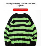 AIDASE  -  Casual Knitted Men's Sweater Hole Design round Neck Casual Winter Fashion Loose Fit Japanese Style Knitted Sweater for Men aidase-shop