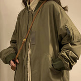 AIDASE  -  Preppy Simple Oversize Jacket Female Design Niche Korean Grunge Spring Autumn Coat Stand Collar Black Baseball Uniform Jacket aidase-shop