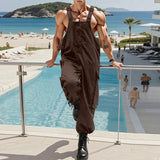 AIDASE  -  Men Jumpsuits Solid Color Sleeveless Straps Rompers Men Pants Streetwear Loose 2025 Fashion Casual Suspenders Overalls aidase-shop