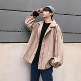 AIDASE  -  Checkered woolen coat men's autumn and winter thick jacket windbreaker Korean version trendy British medium long woolen coat aidase-shop