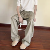 AIDASE  -  Daily Casual Loose Straight Bottoms Men Vintage Draped Lace-up Pleated Trouesrs For Mens Spring Fashionable Striped Pants aidase-shop