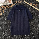 AIDASE  -  American Style Knitted Polo Shirt Short Sleeve Loose Casual Summer T-Shirt for Men Trendy Korean Brand Versatile Top aidase-shop