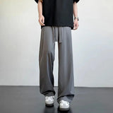 AIDASE  -  Korean Classic Blue Black Gray Male Brand Trousers Plus Size Men's Casual Straight Long Loose Pants Stretch Elastic Waist Jogger aidase-shop