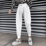 AIDASE  -  New Spring and Autumn Season Fashion High Waist Velcro Puppy and Handsome Casual Loose Versatile Solid Color Haren Pants aidase-shop