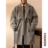 Aidase Autumn Winter Wool Jacket Men Casual Solid Wool Coats Male Loose Turn Down Collar Mens Long Coat aidase-shop