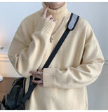 AIDASE  -  Men's High Ne Knitted Sweater Pure Color Loose Fit Winter Warm Trendy Hong Kong Sle Underwear Casual Long Sve Top aidase-shop