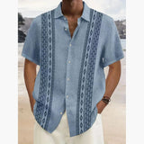 AIDASE  -  Men's Vintage Geometric Ethnic Pattern Button Shirt Lapel Hawaiian Style Summer Party Holiday Clothing aidase-shop