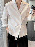 AIDASE  -  Men's Slim Fit Long Sleeve Shirt Fashionable Tuxedo Shirt Classic Plain Color Point Collar Youthful Trendy Style aidase-shop