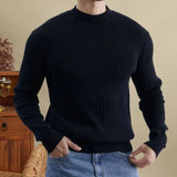 Aidase Fashion Striped Jacquard Knitted Sweater Korean 2024 Autumn Sweater All-match O-neck Knitted Long Sleeve Herren Pullover Winter aidase-shop