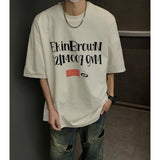 AIDASE  -  Korean Style Men's Crewneck Letter TShirt Short Sleeve Casual Baggy Short Sevee Tops Summer Streetwear Party Couple aidase-shop