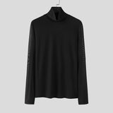 =Aidase Tops American Style Men's Solid Stripe Texture Design T-shirts Casual Simple Long Sleeved High Neck Camiseta S-5XL aidase-shop