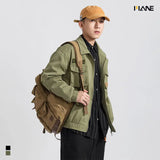 Aidase  Trendy Brand Pilot Jacket Men's Thick Military Green Cotton Jacket Workwear Jacket Loose Baseball Uniform