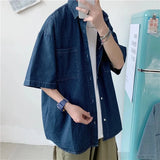 AIDASE  -  Men's Trendy Brand INS Five Sve Casual Versatile f Sve Trendy BF College Sle Denim irt aidase-shop