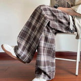 AIDASE  -  Men's Plaid Casual Pants Loose Straight Hong Kong Style Spring Autumn New Fashion Comfortable Breathable Men's Trousers aidase-shop