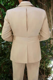 AIDASE  -  Khaki Men's Suit 2 Pieces Blazer Pants Bow Collar Single Breasted Buckle Business Work Wear Wedding Prom Costume Size Color aidase-shop