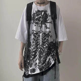 AIDASE  -  T-shirt Cross of Thorns fake two-piece for men women long-sleeved dark hip-hop loose large size autumn new trend top Simplicity aidase-shop
