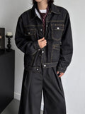 AIDASE  -  Loose Fit American Retro Design Denim Jacket with Pockets for Men Thickened Shoulder Line Spring Autumn Casual Outerwear aidase-shop