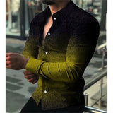 AIDASE  -  New Printed Casual Slim Fit Youth Men's Irregular Pattern Print Long Sleeve Shirt aidase-shop