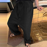 AIDASE  -  Men Striped Pants Lace Up Joggers Loose Casual Straight Trousers Men Streetwear 2025 Fashion Leisure Male Long Pants aidase-shop