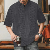 AIDASE  -  Short Sleeved POLO Shirt for Men's Summer Knit Jacquard Texture Oversized Loose Collar Niche T-shirt aidase-shop