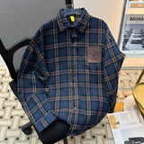AIDASE  -  New Korean Style Plaid Shirt Long Sleeve Casual Outerwear for Men And Women Couple Fashionable Leisure Coat Polyester Fiber aidase-shop