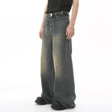 Aidase Men's Vintage Jeans Fashion Washed Street Casual Wide Leg Denim Pants Summer Distressed Loose Male Versatile Trousers aidase-shop
