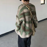 Striped Men Winter Sweater Mohair Colorful Irregular Gradient Casual Pullovers Fashion Korean Style Casual Knitwear aidase-shop