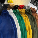 AIDASE  -  New Autumn Winter Men Turtleneck Sweater Pullover Tops Male Solid Color Loose Jumpers Mens Long Sleeve Knitted Tops P106 aidase-shop