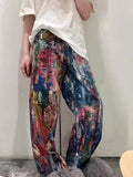 AIDASE  -  Casual Wide Leg Jeans Men Women Print Loose Long Trousers Straight Leg Pants Spring Summer Design Graffiti Paintings aidase-shop