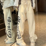 AIDASE  -  American Letter Print Casual Sports Pants Men Women Trendy Loose Thickened Fashion Sweatpants Hip-hop Wide-leg Trousers Urban aidase-shop