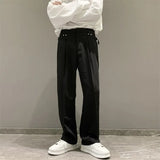 AIDASE  -  Fluid Khaki Trousers for Men Draped Wide Leg Man Suits Pants Formal High Quality Work Wear Tailoring Slacks Thin Casual Fashion aidase-shop