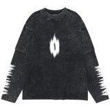 Aidase Snowflake Washed Vintage T Shirts Men Hip Hop Oversized Long Sleeve T-shirt Harajuku Streetwear Loose Cotton Tee Shirt Man aidase-shop