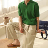 AIDASE  -  Summer New Men Tide Chic Korean Style Original Design Casual Turn-down Collar Zipper Decoration Short Sleeve T-shirt aidase-shop