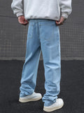 AIDASE  -  Men's Wide Leg Baggy Jeans Korean Straight Loose Y2K Denim Trousers Streetwear Cotton Washed Elastic Waist Casual Man Pants aidase-shop
