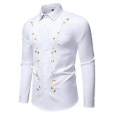 AIDASE  -  New Floral Embroidery Long Sleeved Shirt Long Sleeve Contrast Color Turn-down Collar Male Tops Casual aidase-shop