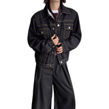AIDASE  -  Loose Fit American Retro Design Denim Jacket with Pockets for Men Thickened Shoulder Line Spring Autumn Casual Outerwear aidase-shop