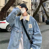 Aidase Retro Lapel Denim Jacket Men Jean Jackets Streetwear Turn Down Collar Denim Coats Cotton Casual Black Blue Coats Man Clothing aidase-shop