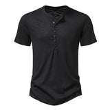 AIDASE  -  Men's Henry casual fashion basic short sleeve fashion pullover T-shirt aidase-shop